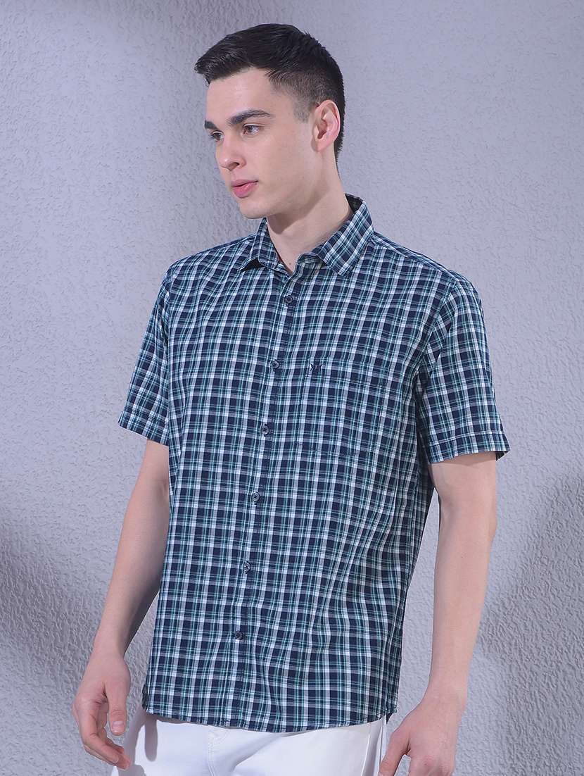 men checkered short sleeve slim fit casual shirt - 22335853 -  Standard Image - 1
