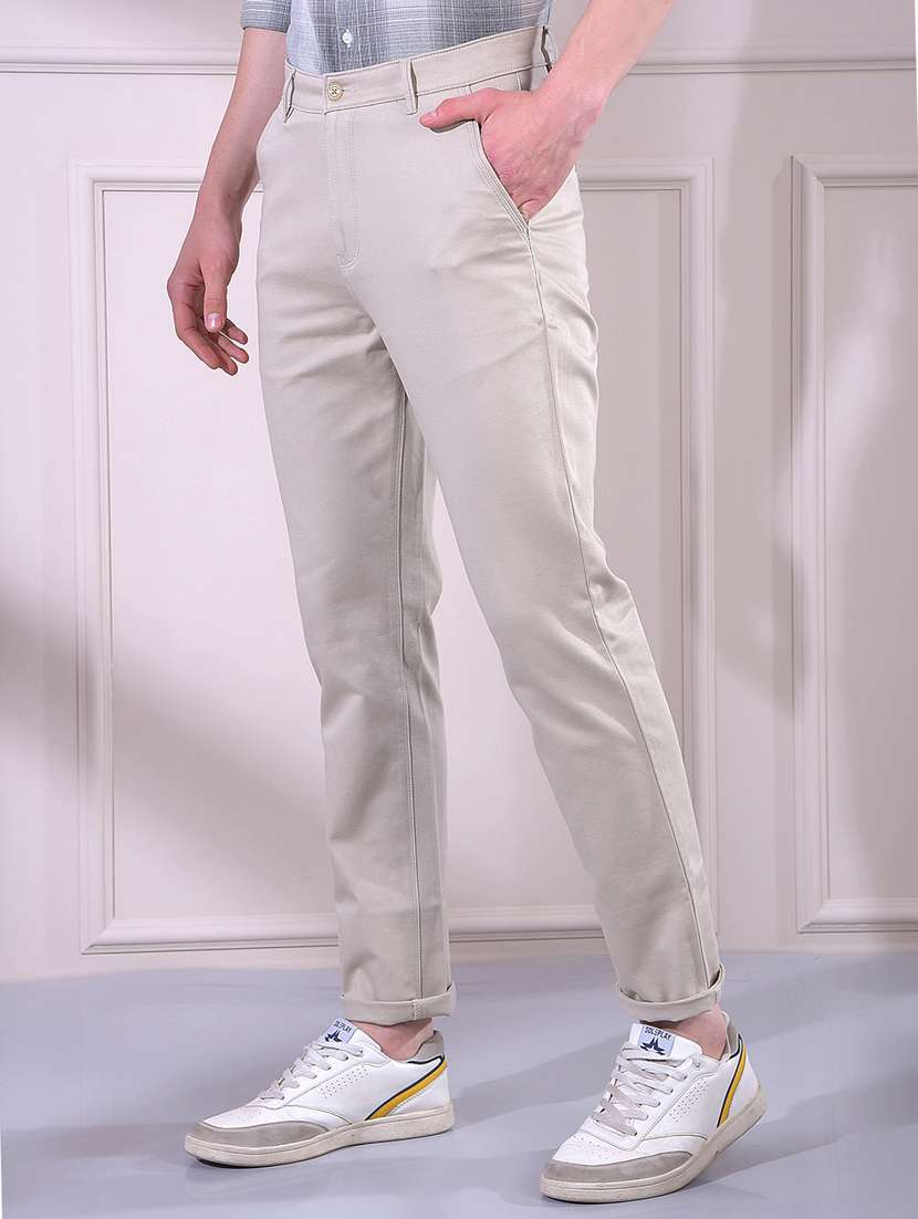 Men Solid Mid Rise Chinos Casual Trouser - 22335891 -  Standard Image - 1