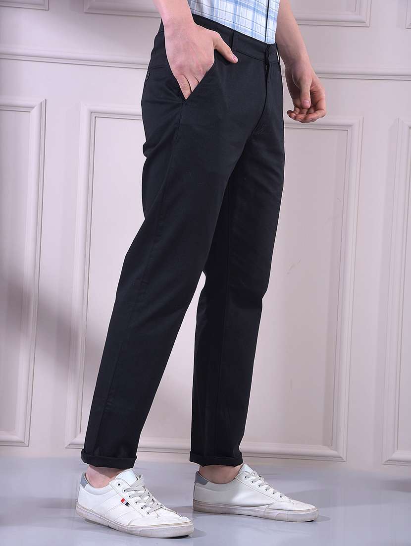 men solid mid rise chinos casual trouser - 22335899 -  Standard Image - 1