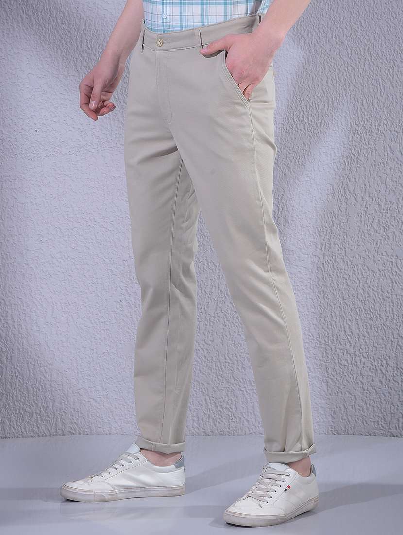 Men Solid Mid Rise Chinos Casual Trouser - 22335901 -  Standard Image - 1
