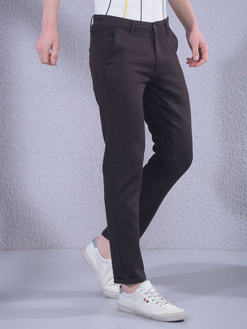 Men Solid Mid Rise Chinos Casual Trouser - 22335915 -  Standard Image - 1
