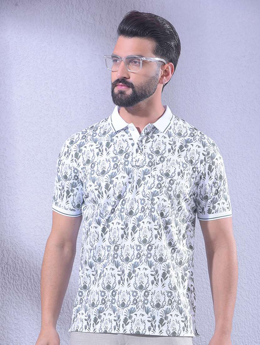 men floral short sleeve regular fit polo t-shirt