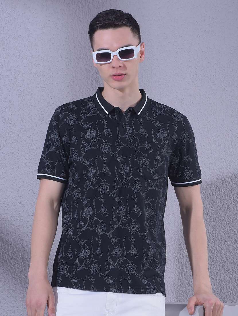 men floral short sleeve regular fit polo t-shirt