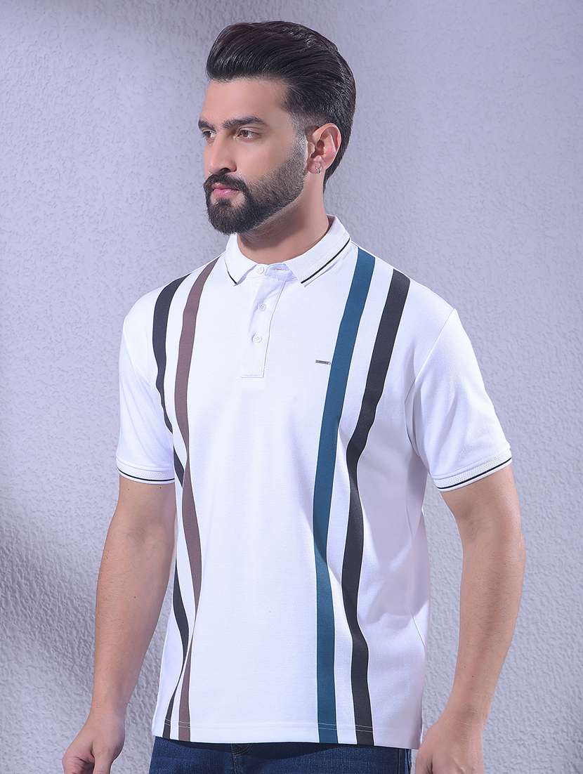 men striped short sleeve regular fit polo t-shirt - 22336020 -  Standard Image - 1