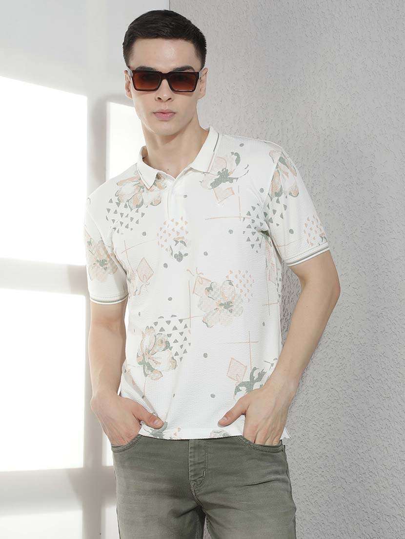 men printed short sleeve regular fit polo t-shirt