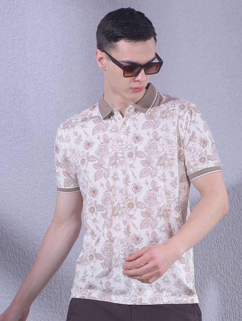 men printed short sleeve regular fit polo t-shirt
