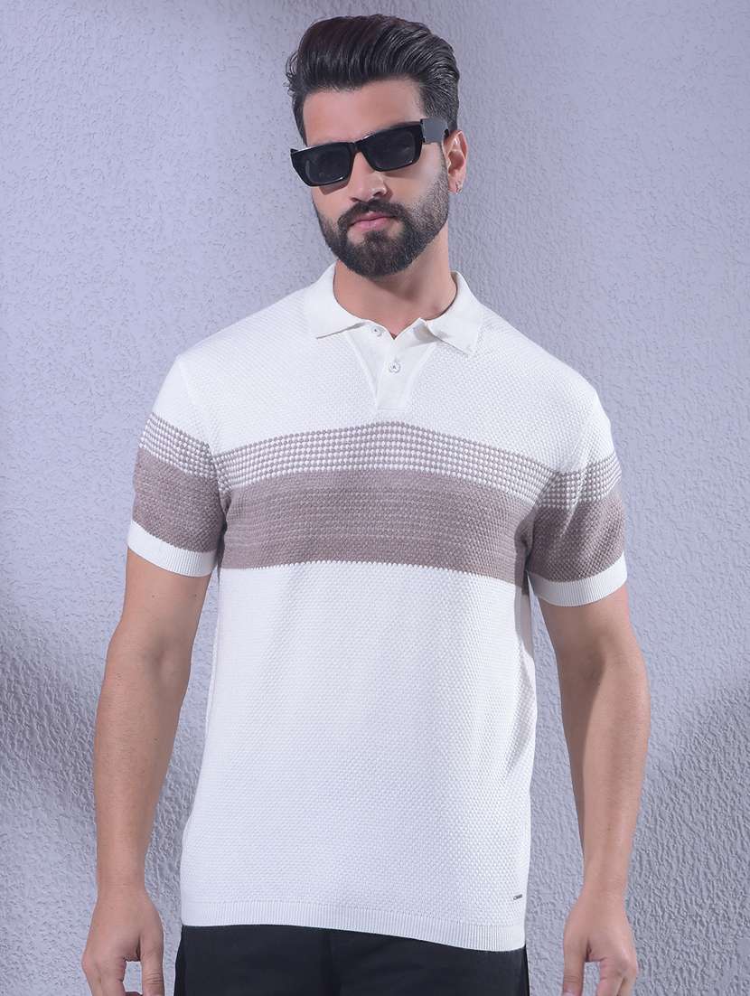men striped short sleeve regular fit polo t-shirt