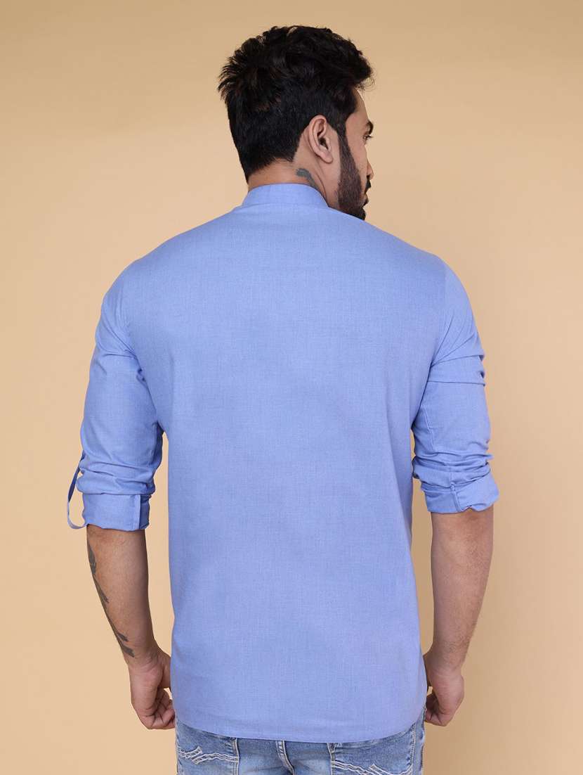 men solid mandarin neck short kurta - 22336092 -  Standard Image - 1