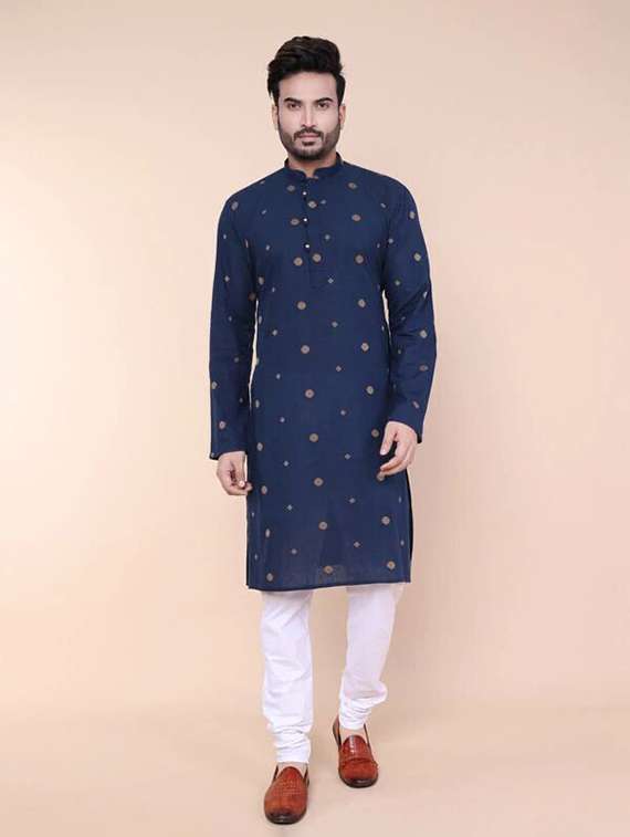 men printed mandarin neck kurta churidar ethnic wear set - 22336125 -  Standard Image - 1