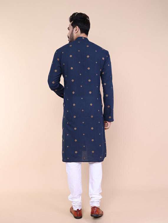 men printed mandarin neck kurta churidar ethnic wear set - 22336125 -  Standard Image - 4