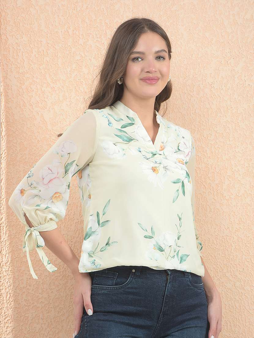 women floral print three quarter sleeve top - 22336138 -  Standard Image - 1