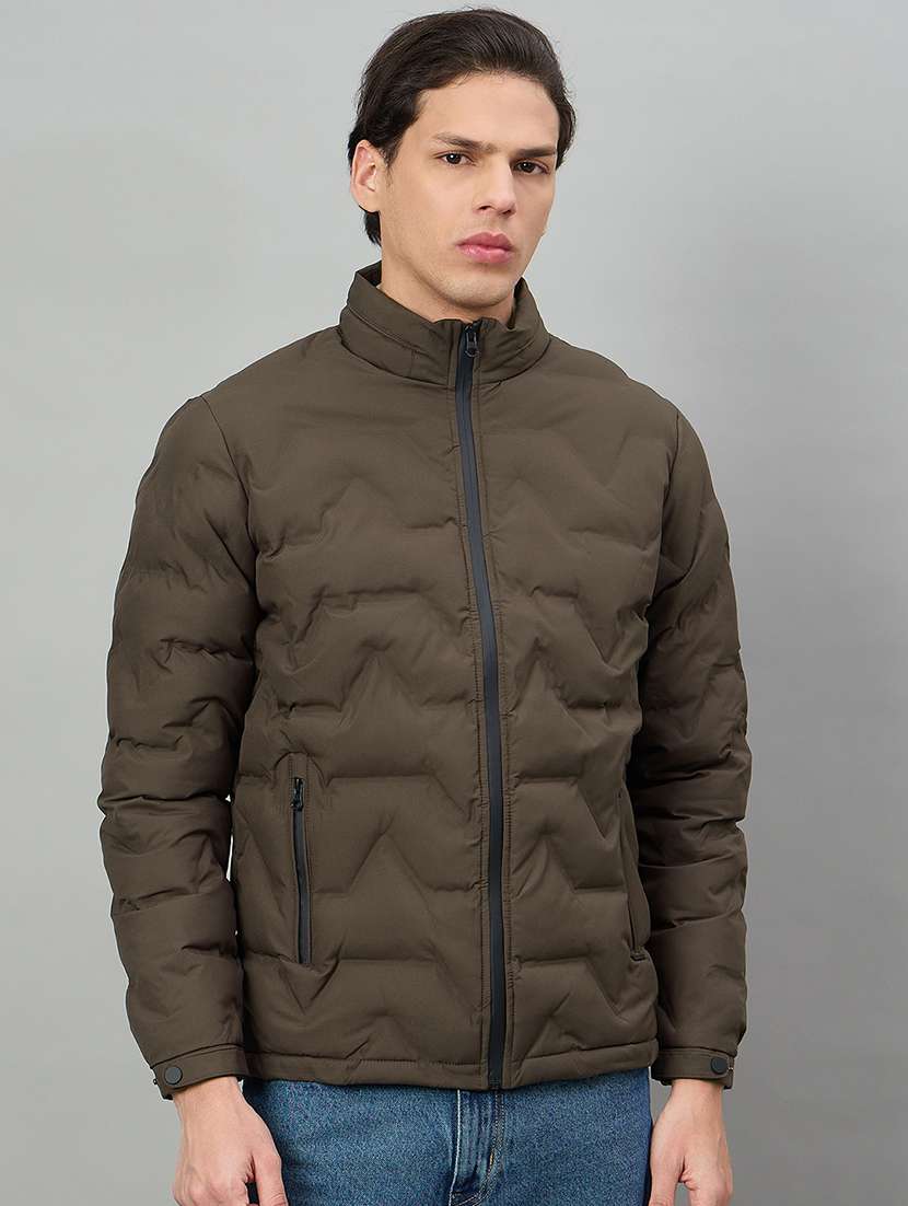 men solid long sleeve puffer jacket - 22336150 -  Standard Image - 1
