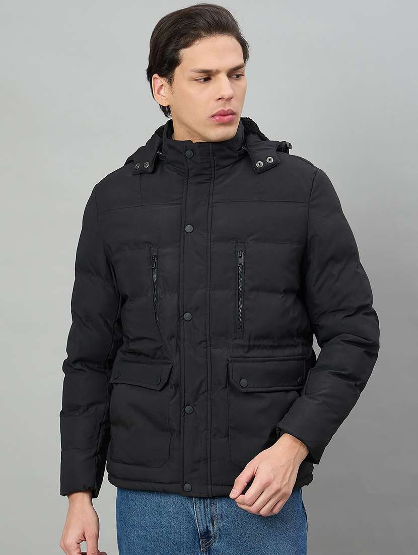 men solid long sleeve puffer jacket - 22336162 -  Standard Image - 1