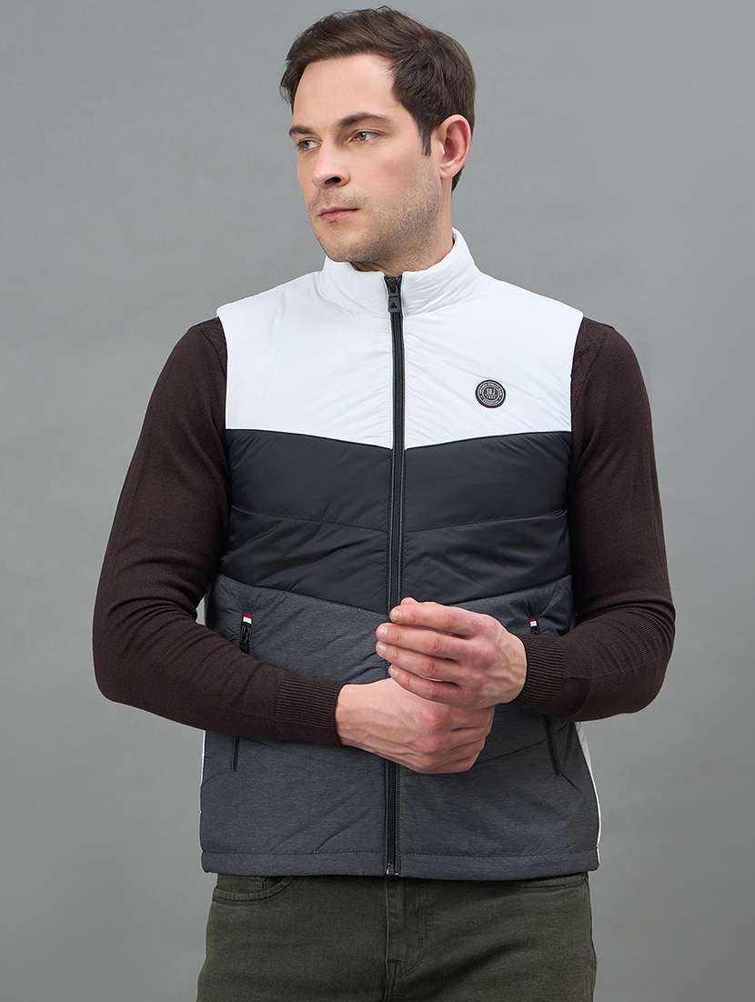 men color block sleeveless puffer jacket - 22336167 -  Standard Image - 1