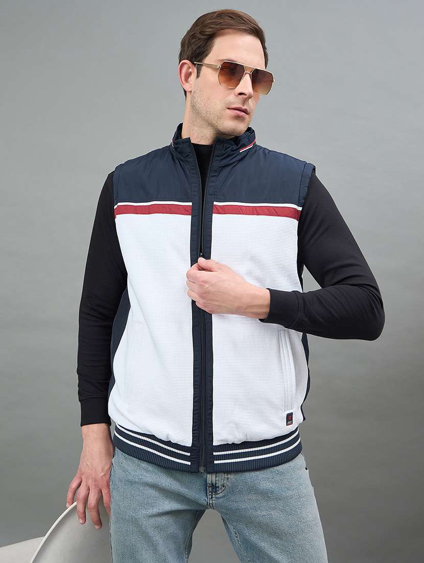 men color block sleeveless reversible bomber jacket - 22336170 -  Standard Image - 1