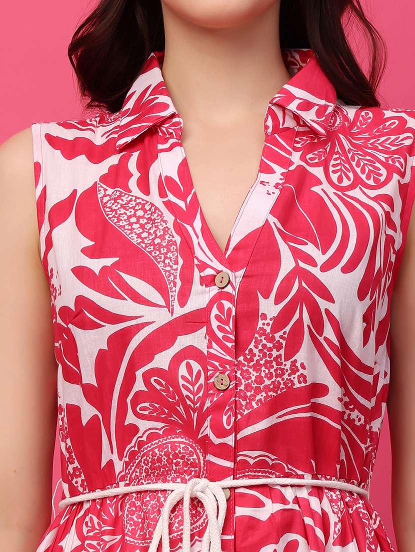 pink cotton fit & flare dress - 22336306 -  Standard Image - 4