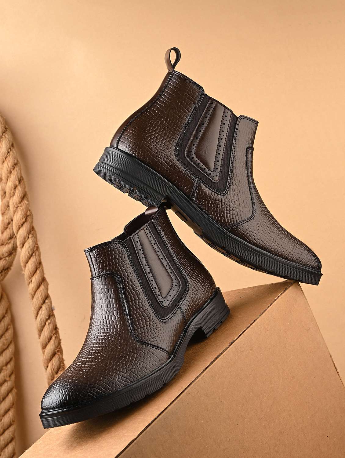 men brown slip on boot