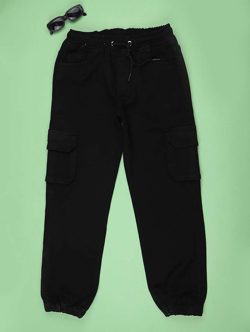 boys solid mid rise regular fit jogger - 22336522 -  Standard Image - 1