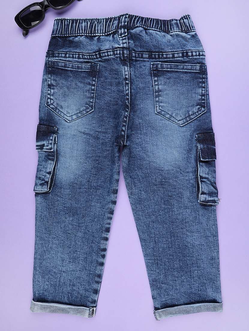 kids blue poly cotton plain jogger - 22336590 -  Standard Image - 1