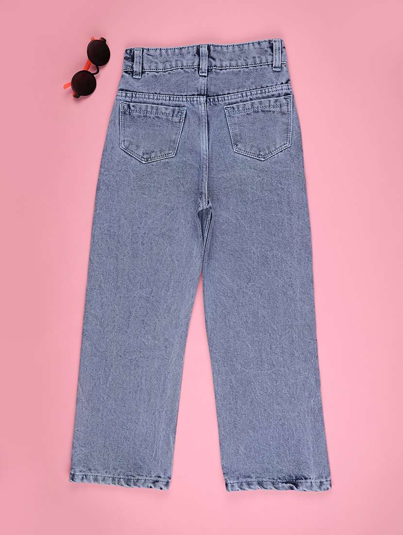 girls solid mid rise straight jeans - 22336644 -  Standard Image - 1
