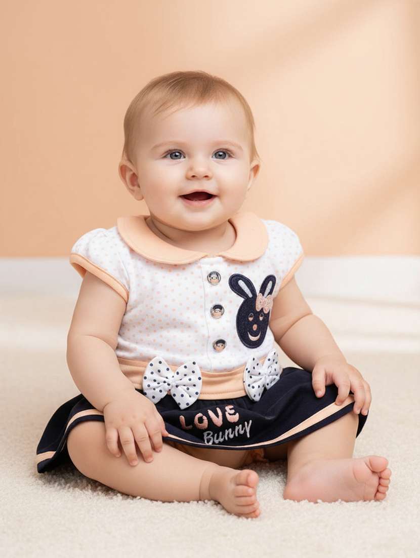 girls printed short sleeve frock with blommer - 22336673 -  Standard Image - 1