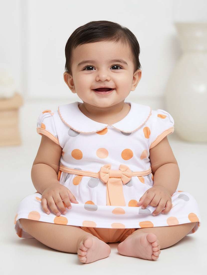 girls printed short sleeve frock with blommer - 22336680 -  Standard Image - 1