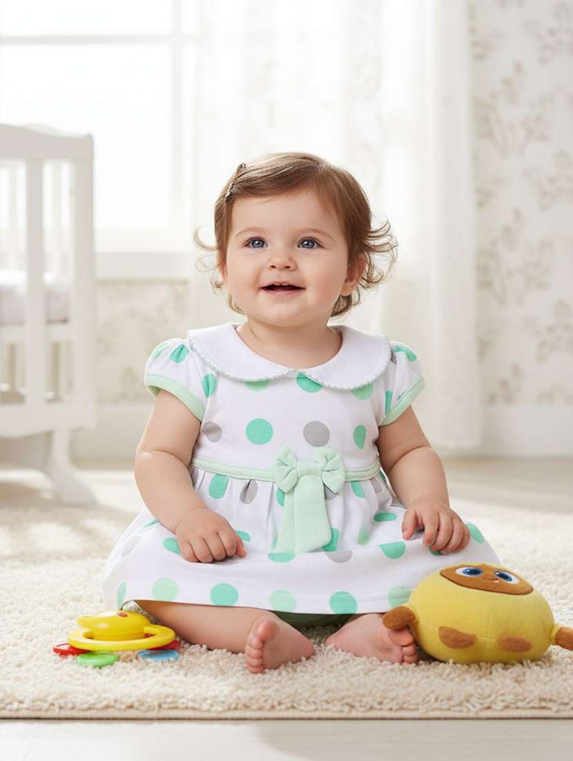 girls printed short sleeve frock with blommer - 22336681 -  Standard Image - 1