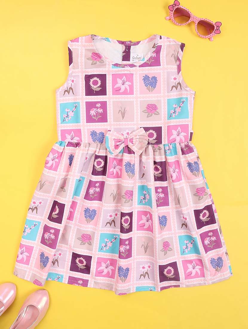 Girls Printed Short Sleeves Knee Length Frock - 22336691 -  Standard Image - 1