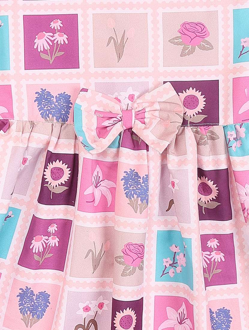 Girls Printed Short Sleeves Knee Length Frock - 22336691 -  Standard Image - 4