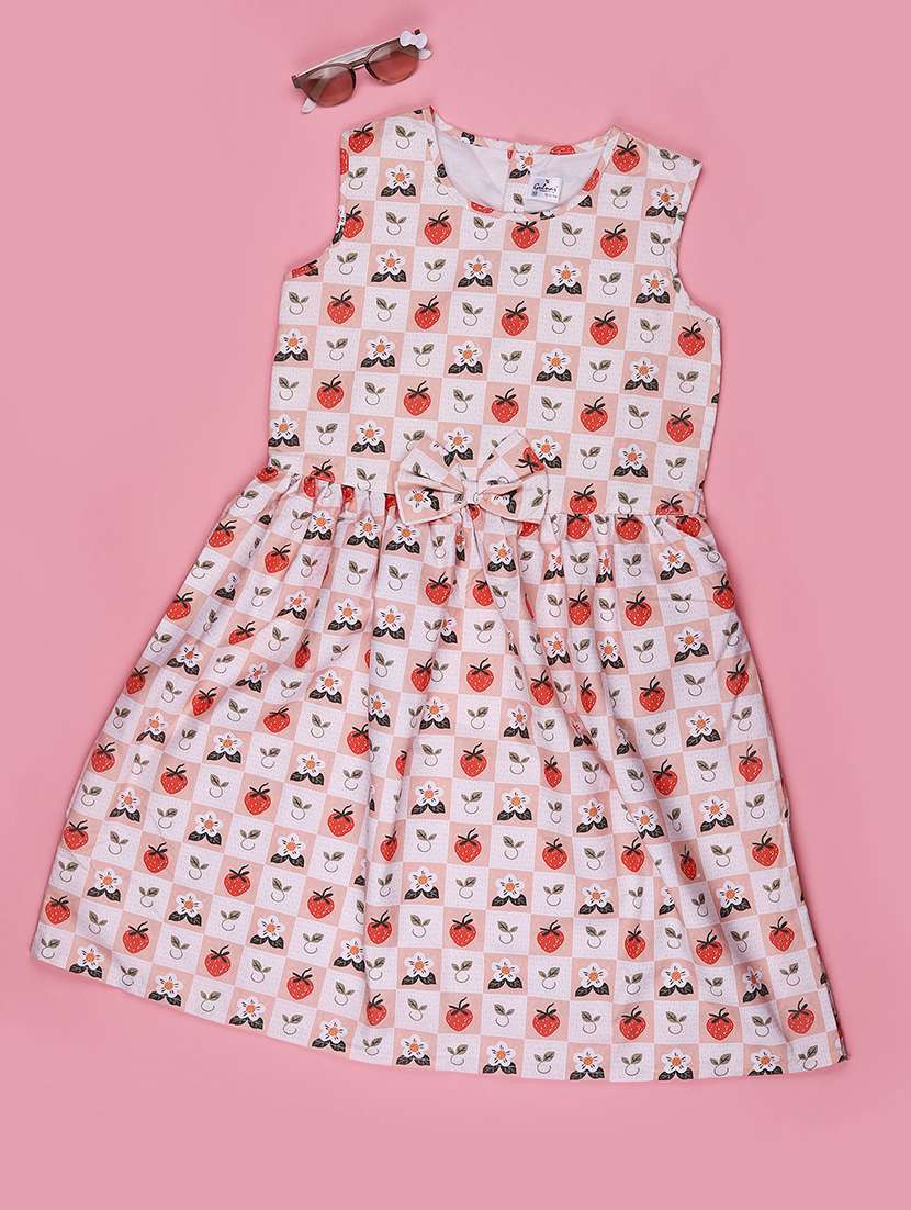 girls printed round neck regular fit frock - 22336693 -  Standard Image - 1