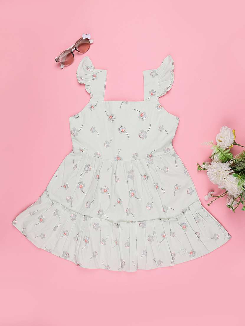 girls printed sleeveless tiered frock - 22336698 -  Standard Image - 1