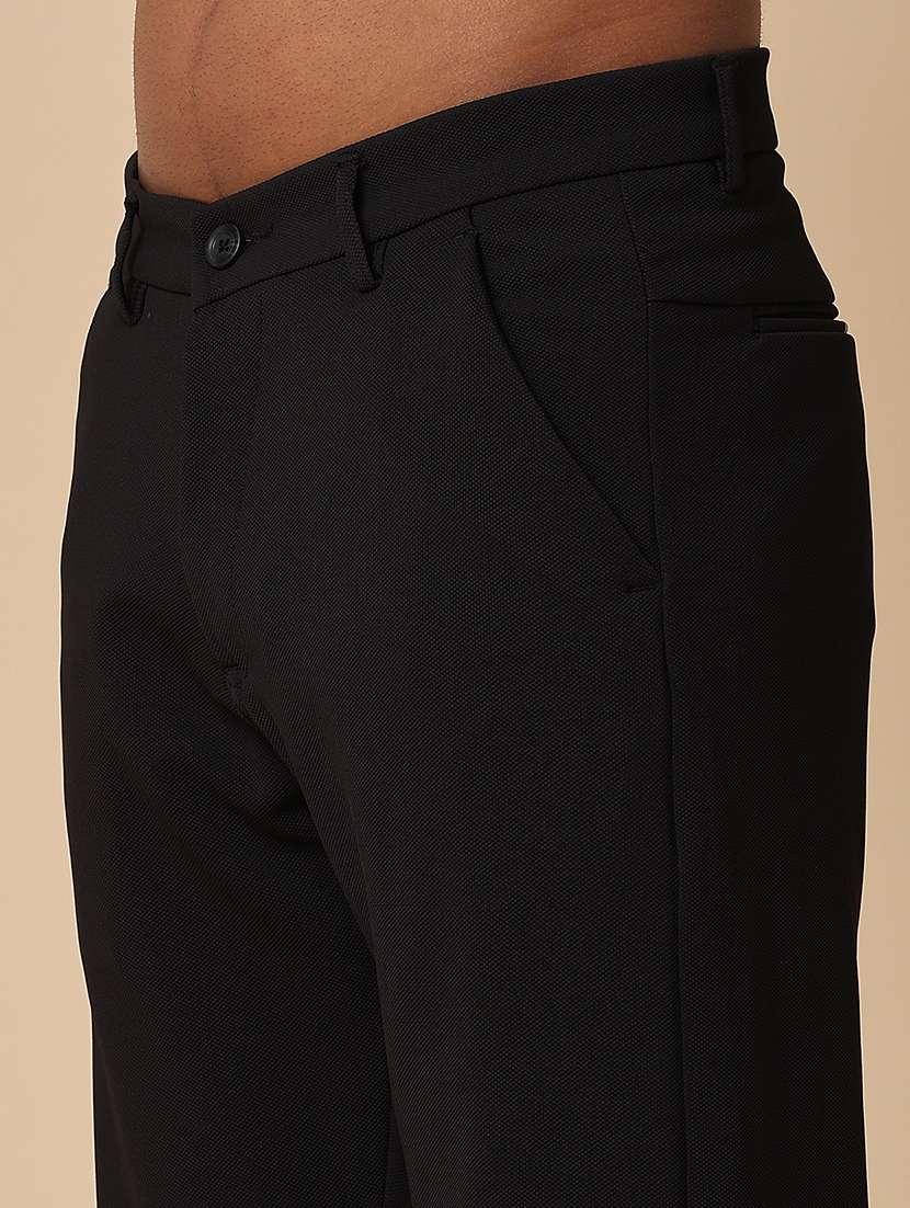 men solid mid rise flat front formal trouser - 22336785 -  Standard Image - 1
