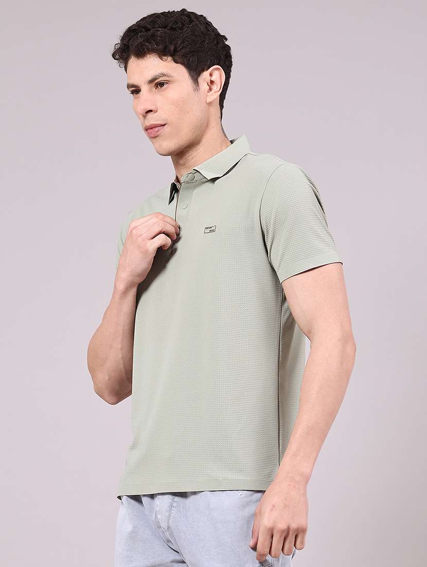 men's olive seamless polo-t-shirt with tonal stitching slim fit breathable  stretch - 22336805 -  Standard Image - 1
