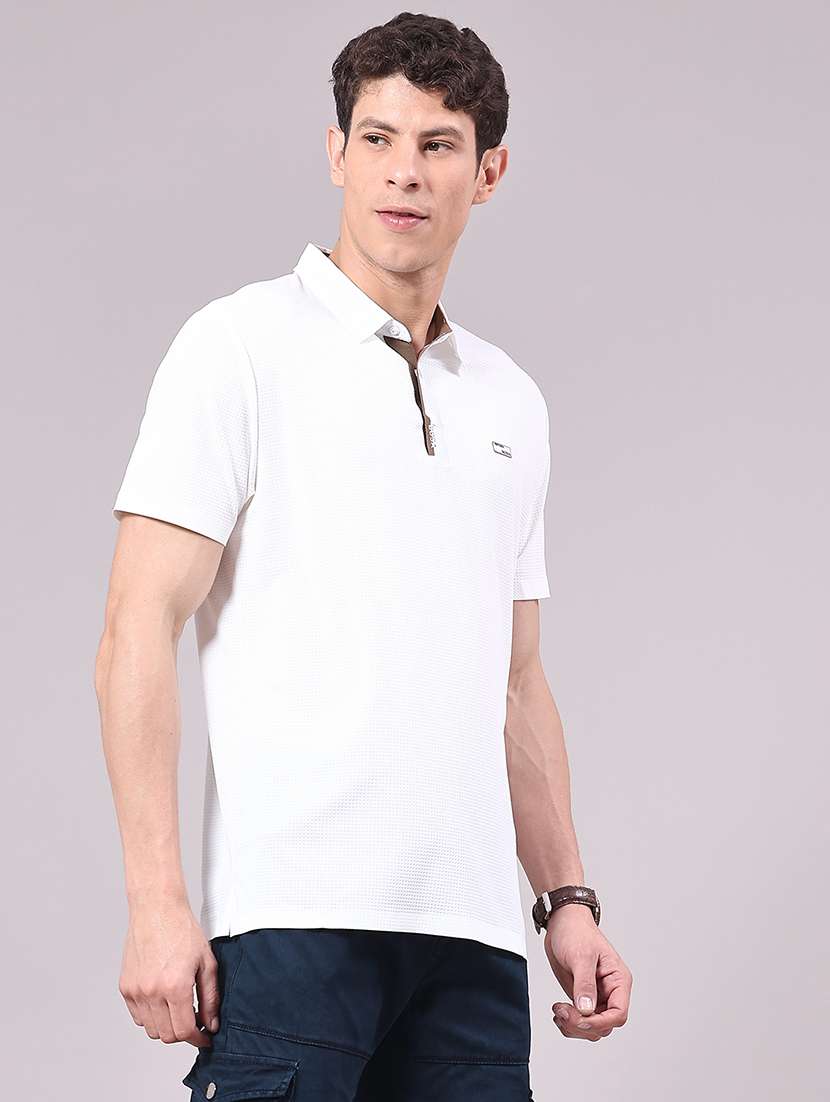 men's white seamless polo-t-shirt with tonal stitching slim fit breathable stretch - 22336823 -  Standard Image - 1