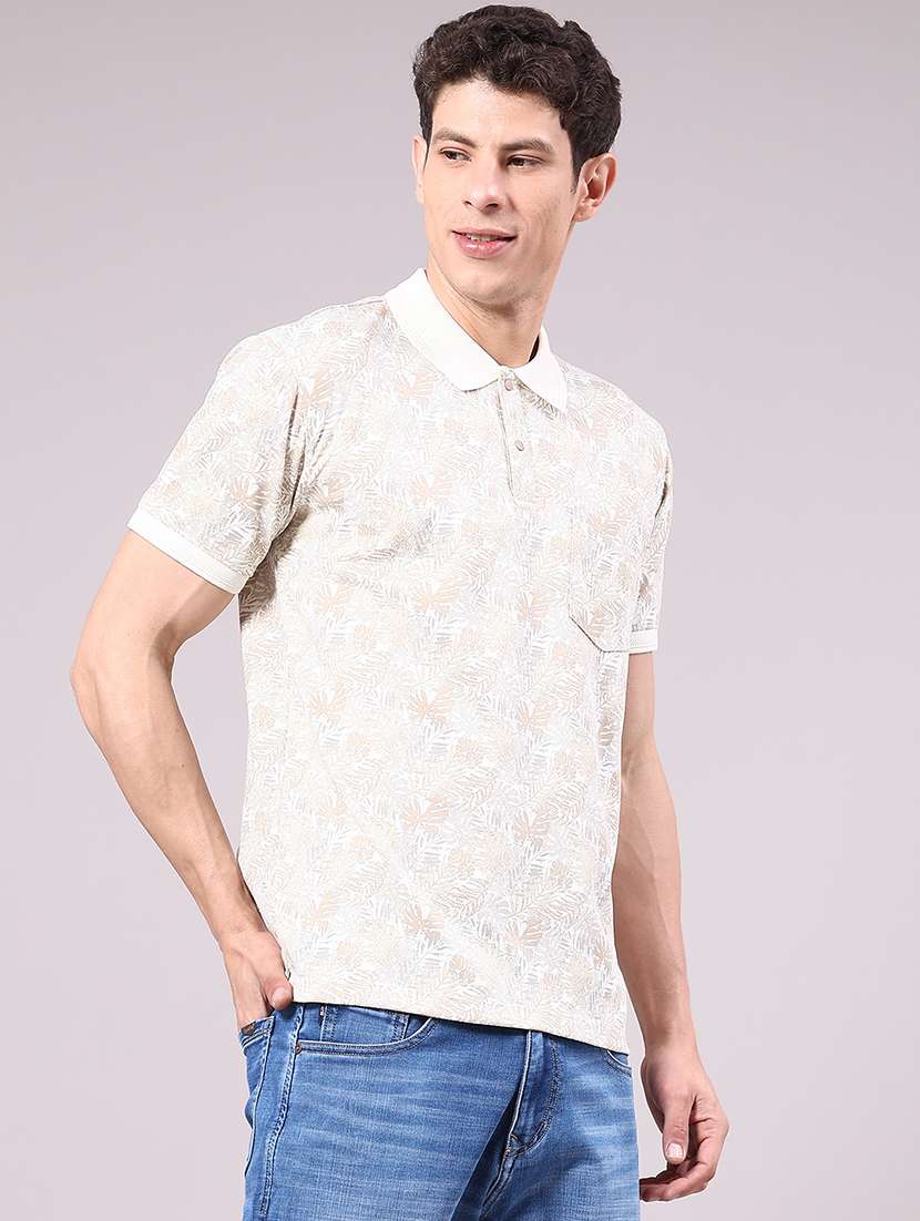 men printed short sleeve regular fit polo t-shirt - 22336829 -  Standard Image - 1