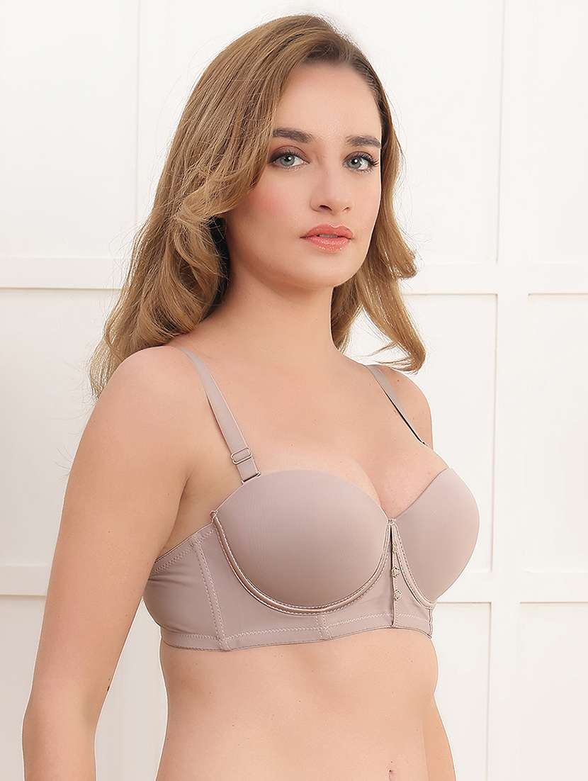 women solid lightly padded balconette bra - 22337175 -  Standard Image - 1