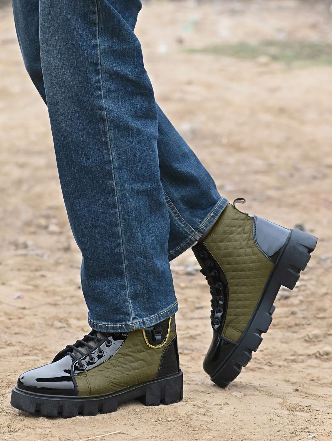 men olive lace up boot - 22337194 -  Standard Image - 1