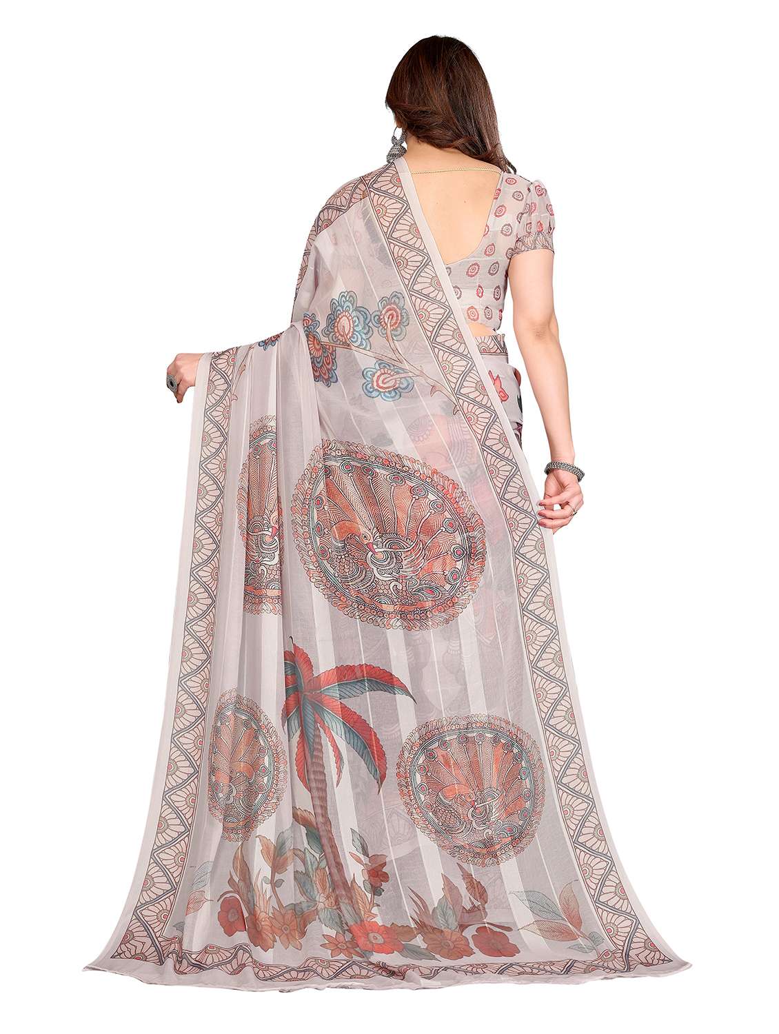 women printed casual wear saree with blouse - 22337231 -  Standard Image - 1
