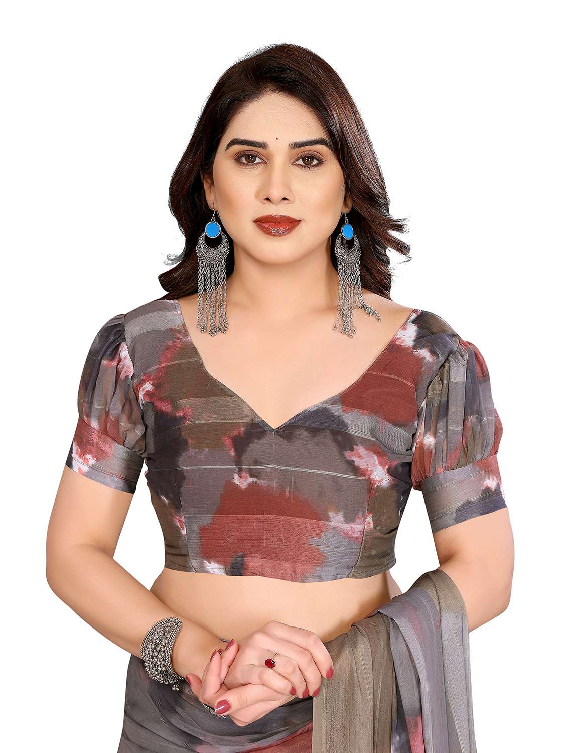 women printed casual wear saree with blouse - 22337234 -  Standard Image - 4