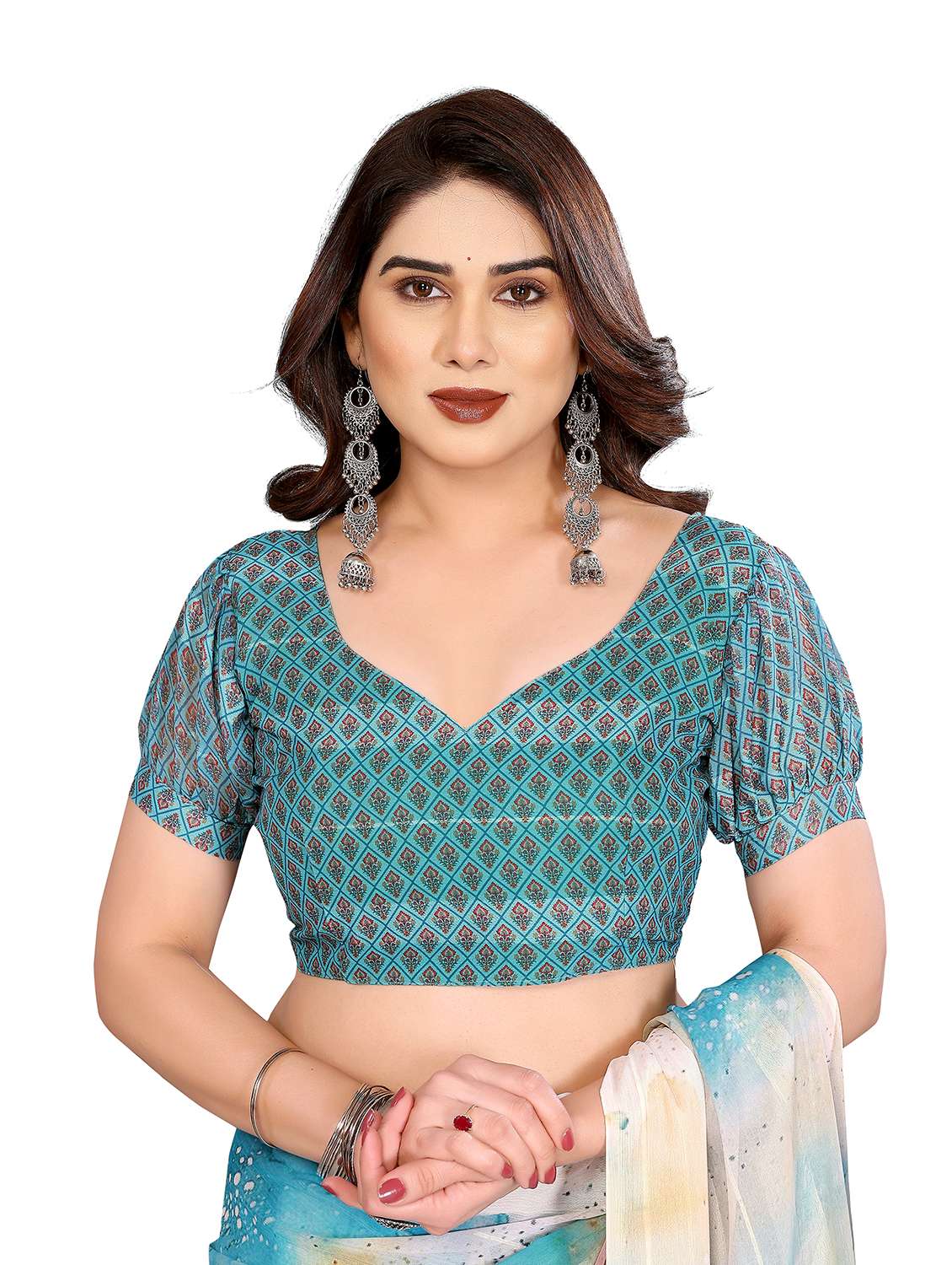 women printed casual wear saree with blouse - 22337237 -  Standard Image - 4