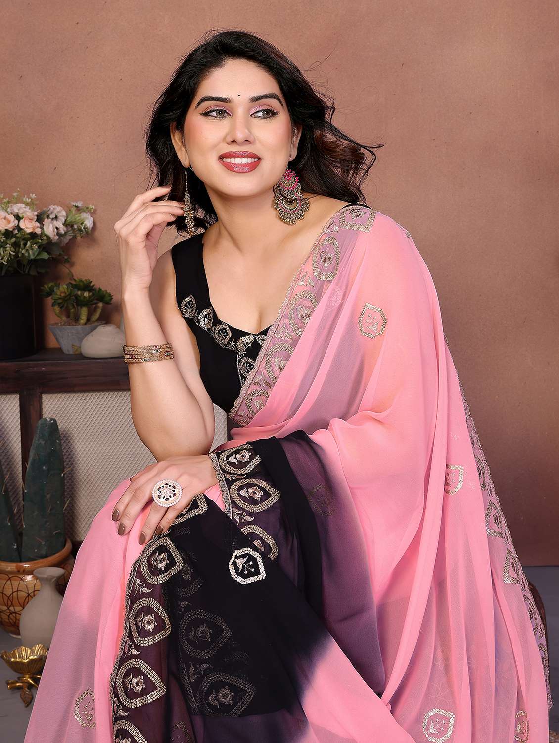 women ombre embroidered saree with blouse - 22337243 -  Standard Image - 1