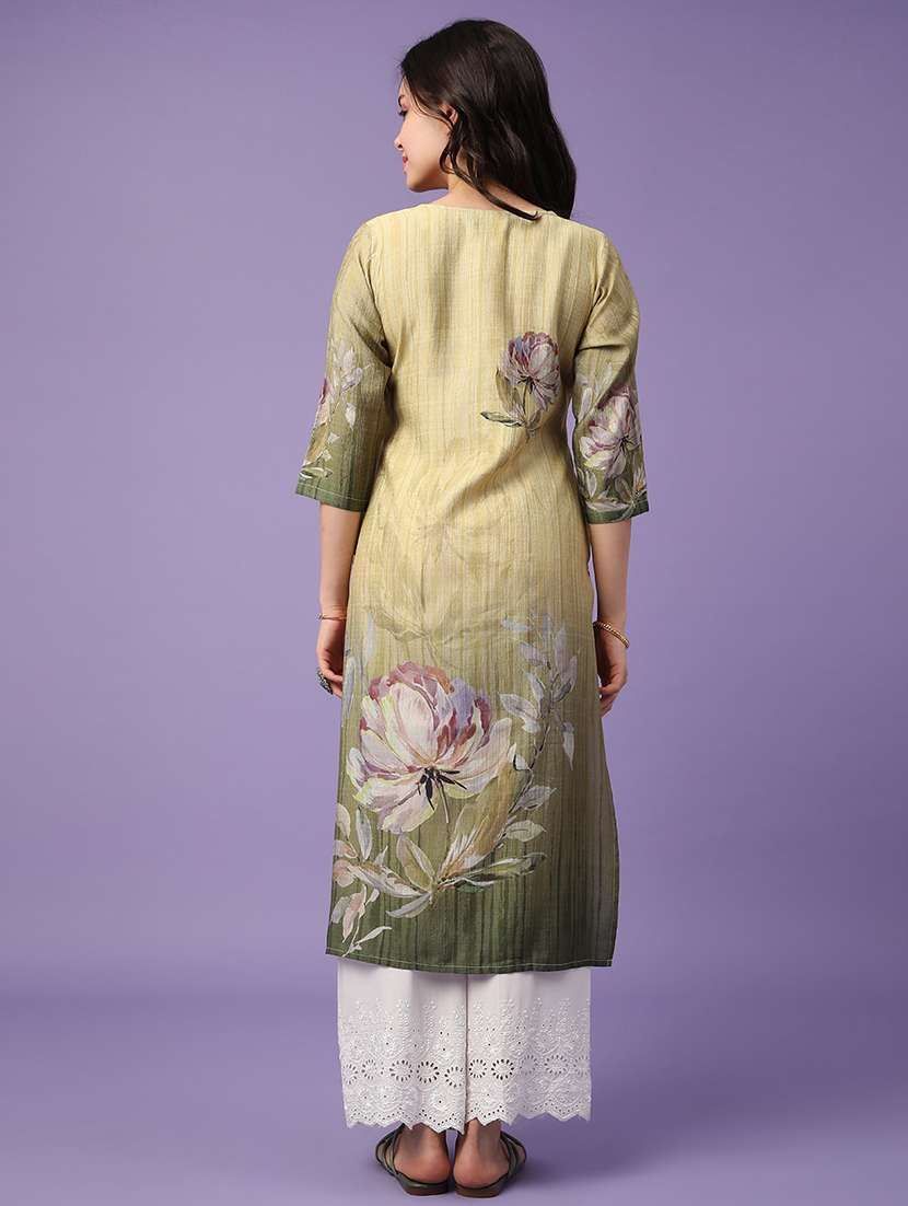 yellow cotton aline kurta - 22337359 -  Standard Image - 4