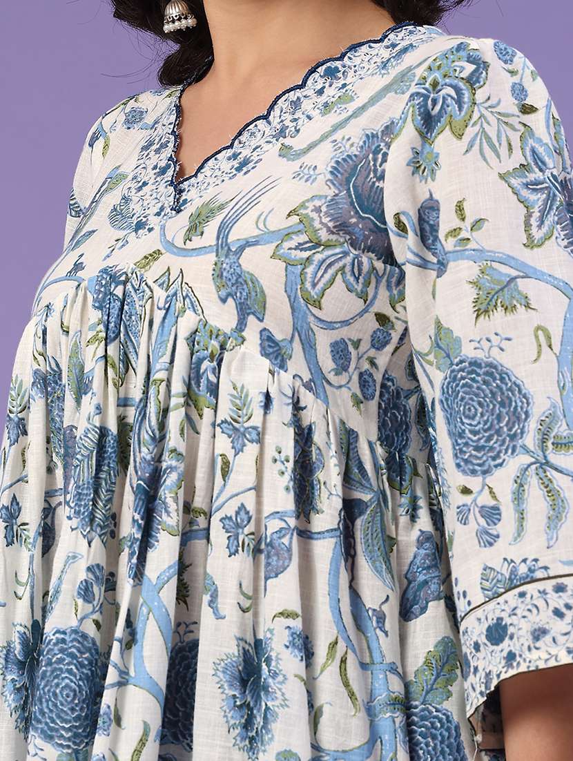 women printed v neck kurta - 22337366 -  Standard Image - 1