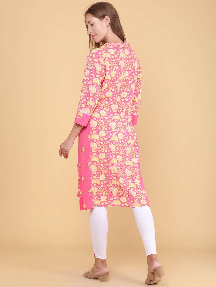 women printed three quarter sleeves a-line kurta - 22337369 -  Standard Image - 4