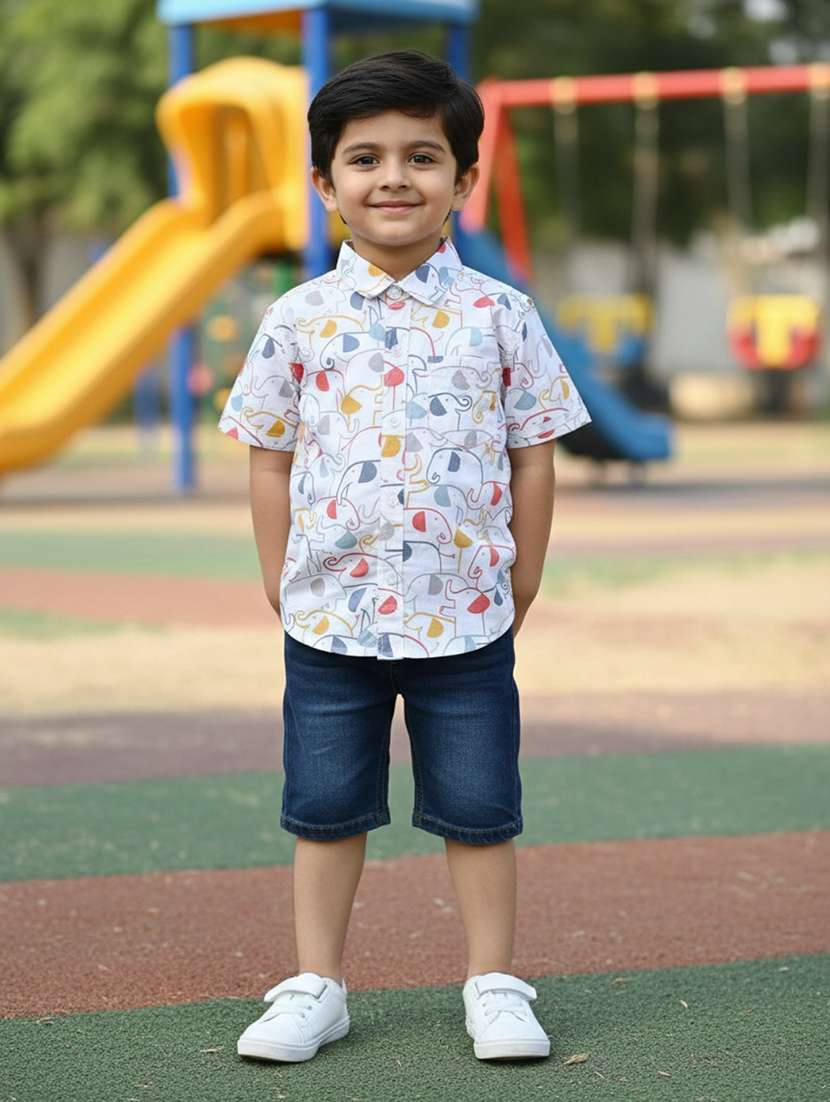 boys printed collared short sleeve shirt - 22337386 -  Standard Image - 1