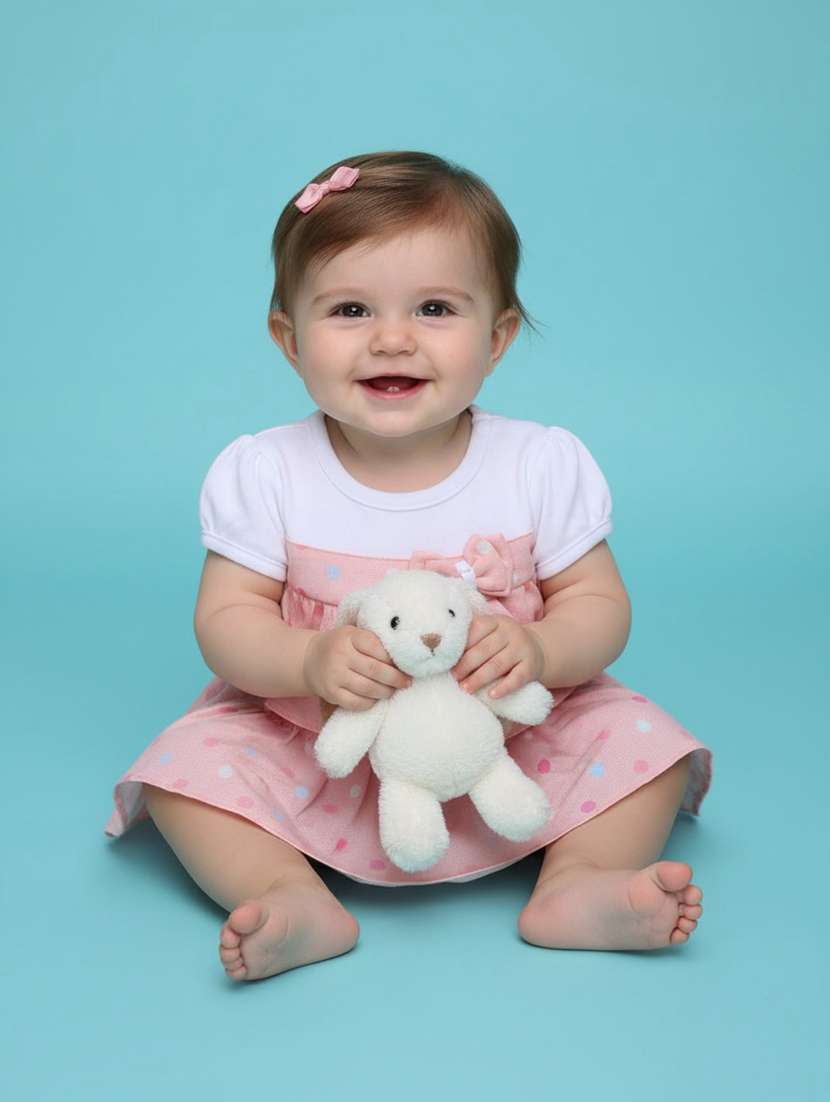 girls printed short sleeve frock with blommer - 22337402 -  Standard Image - 1