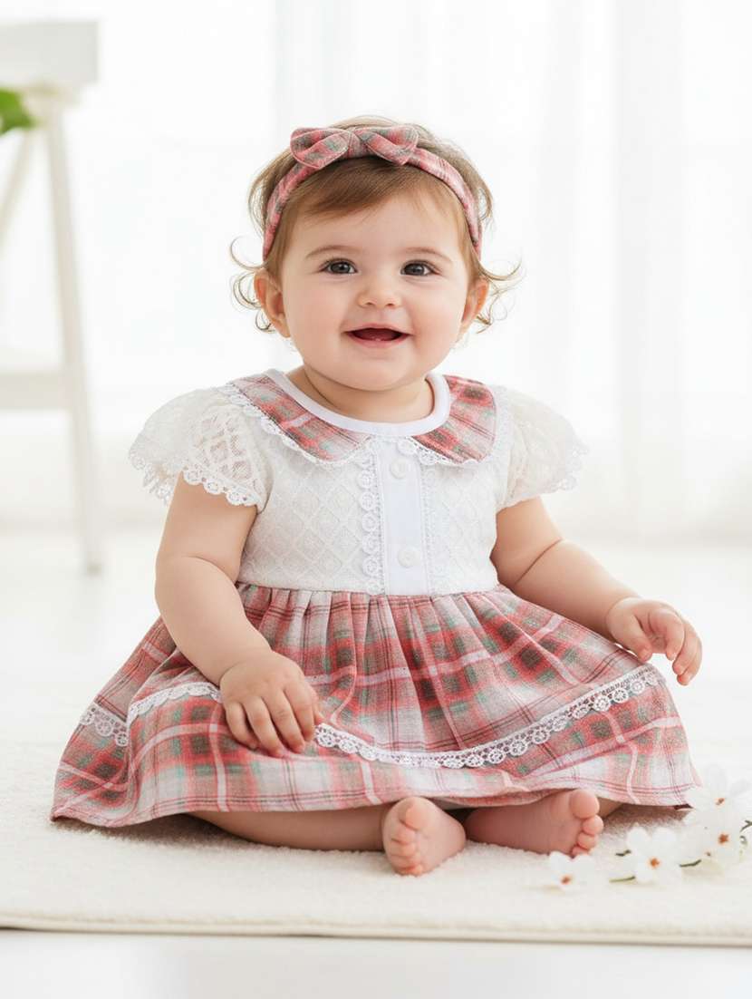 girls printed short sleeve frock with blommer - 22337417 -  Standard Image - 1