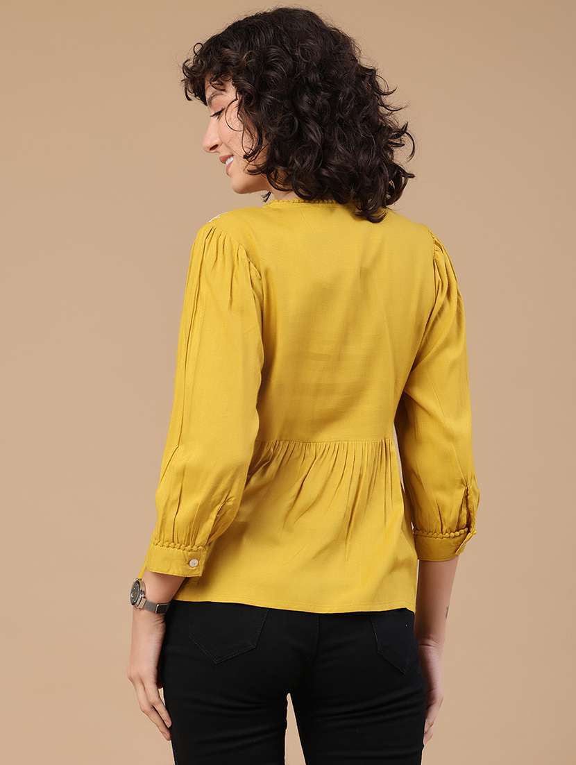 women embroidered v neck flared top - 22337478 -  Standard Image - 4