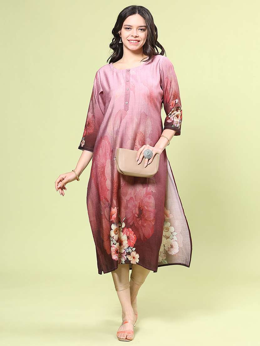 pink cotton straight kurta
