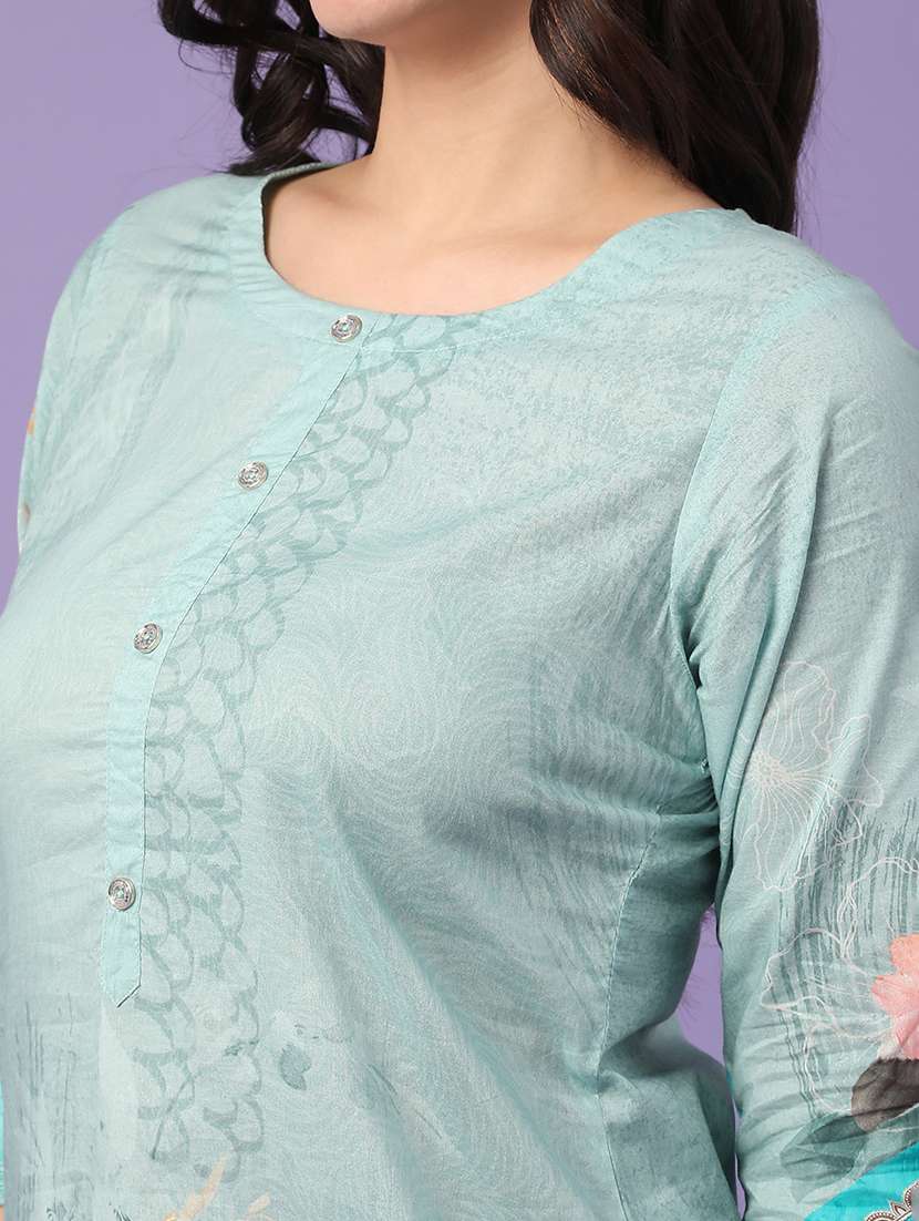 Blue Cotton Straight Kurta - 22337485 -  Standard Image - 1